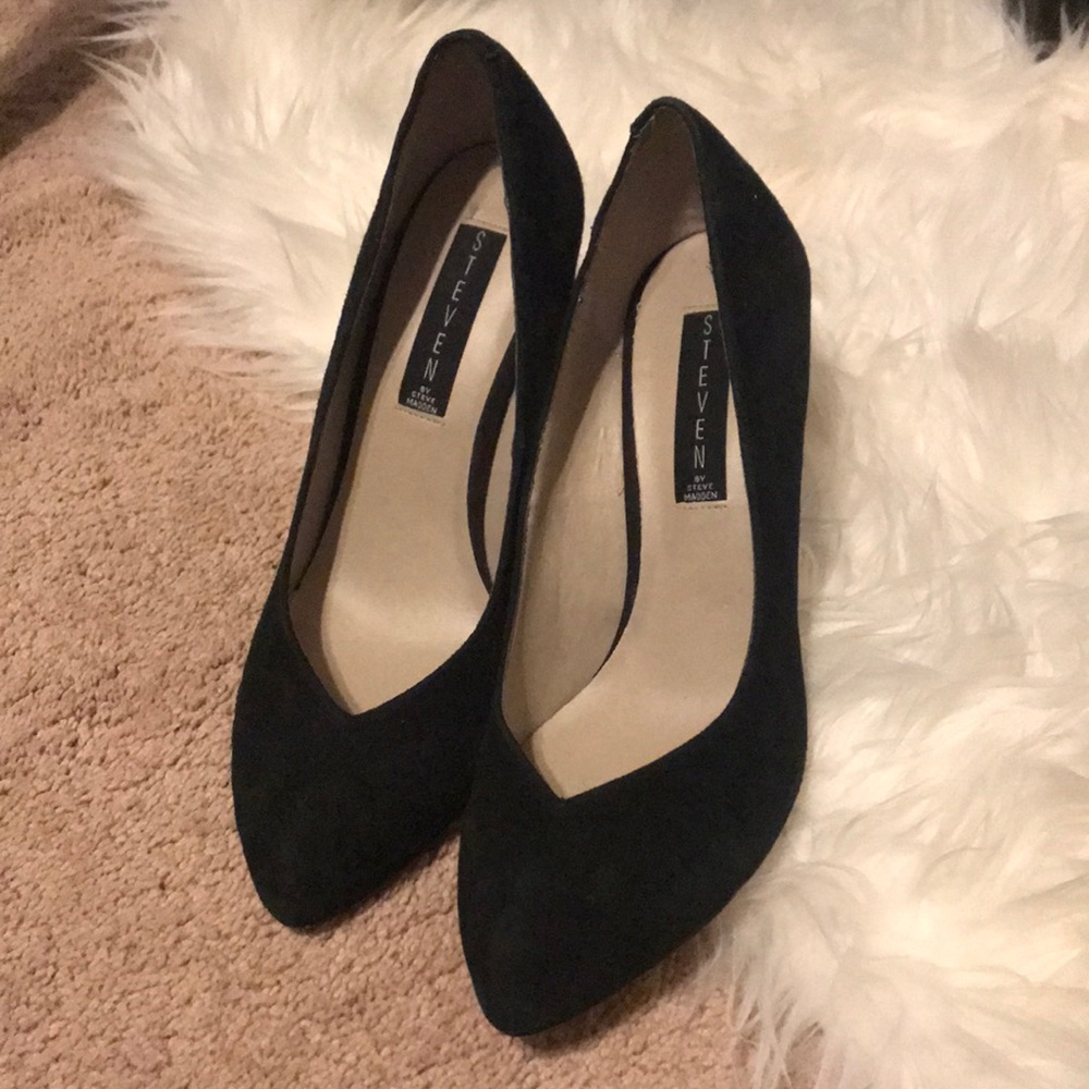 Steven by Steve Madden Delicat Black Suede Heels